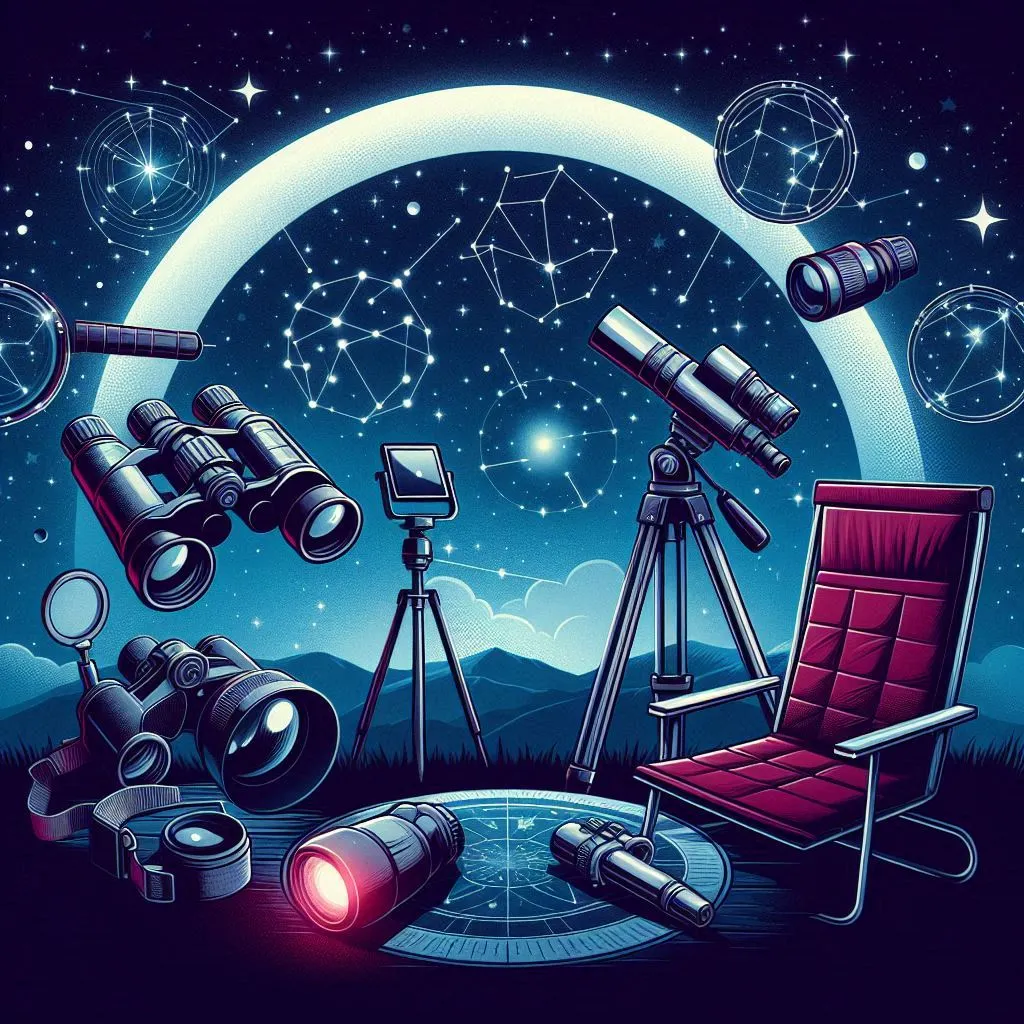 An image showing the essential tools need for stargazing.
