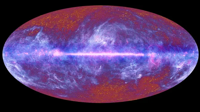 This all-sky image of the cosmic microwave background, created from data collected by the European Space Agency's Planck satellite during its first all-sky survey, reveals the remnants of the Big Bang from the universe's early moments. (Image credit: ESA/LFI & HFI Consortia)