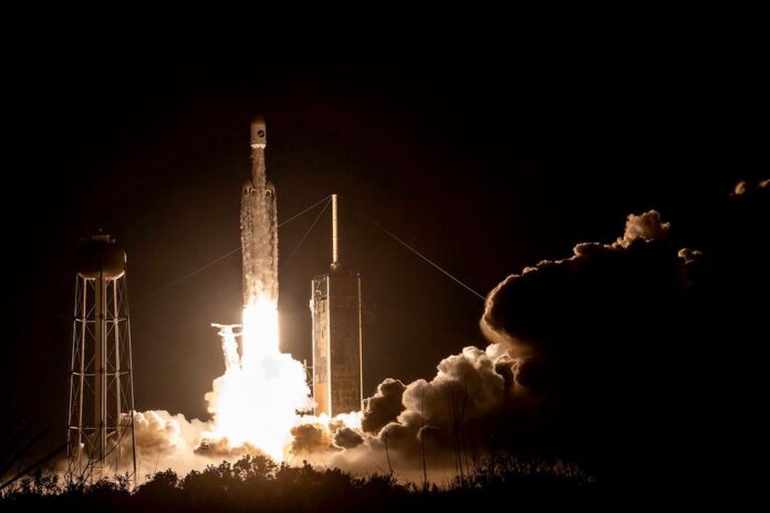 A SpaceX Falcon Heavy rocket launches the X-37B space plane