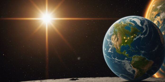 An image showing the distance between earth and the sun