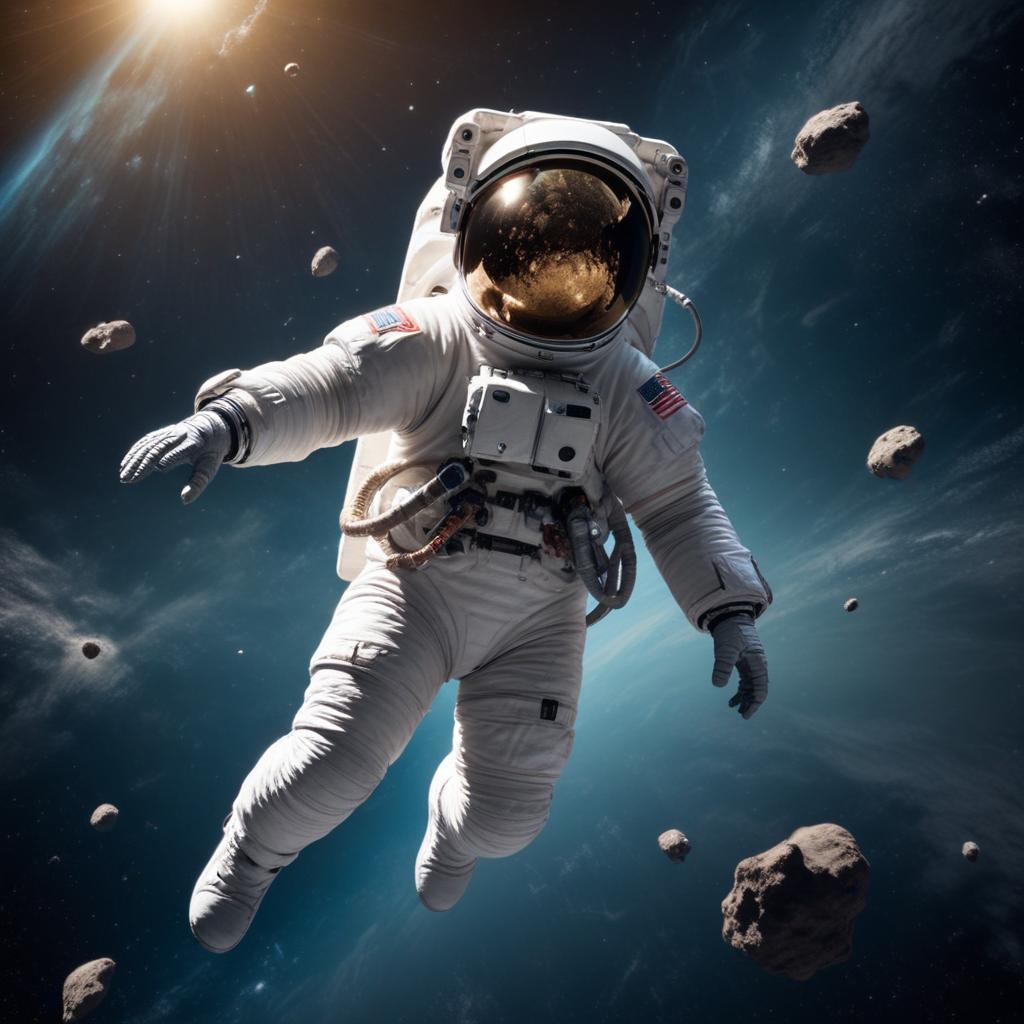 an astronaut floating away in space without a space suit, Shielded from Radiation and Micrometeoroids